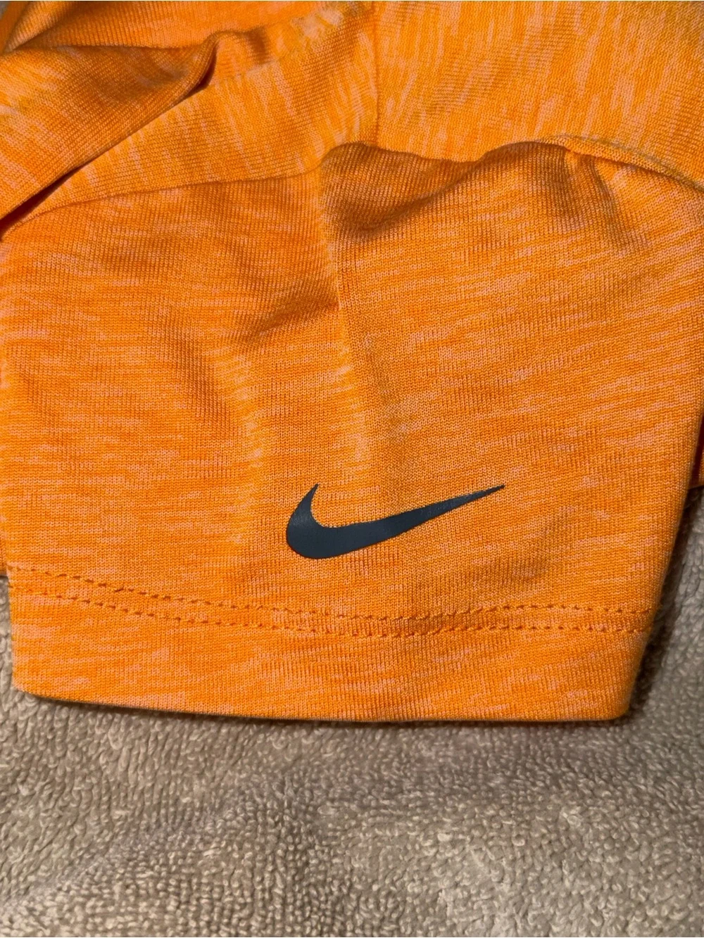 Nike Orange Heather Short Sleeve Tee with Gray Swoosh